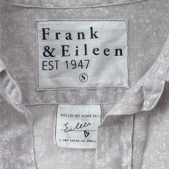 Frank & Eileen Linen Floral Eileen Button Down Shirt Small Neutral Lagenlook - Picture 8 of 12